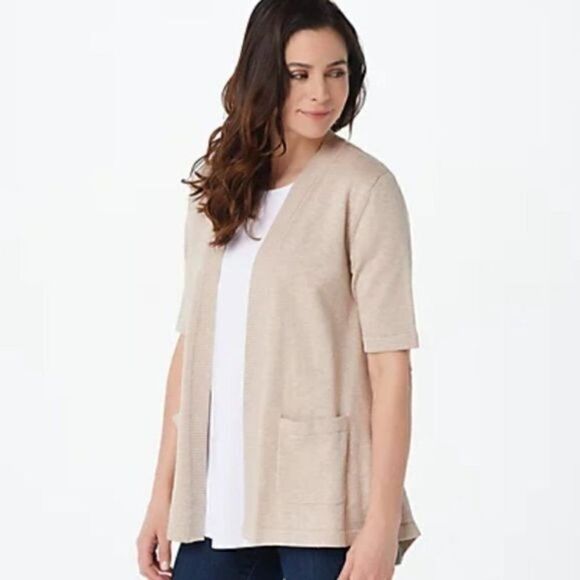 NWOT Isaac Mizrahi Open Front Peplum Cardigan Sz XS - Picture 11 of 12